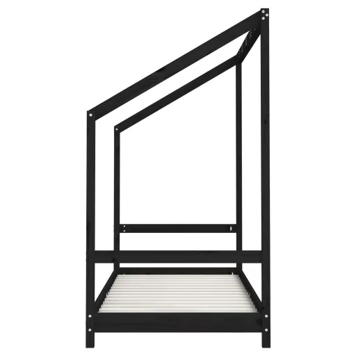 Fekete tömör fenyőfa gyerekágykeret 2 x (80 x 200) cm