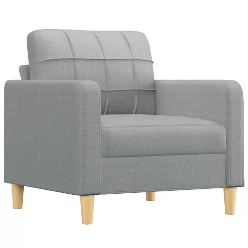Világosszürke szövet kanapéfotel lábtartóval 60 cm