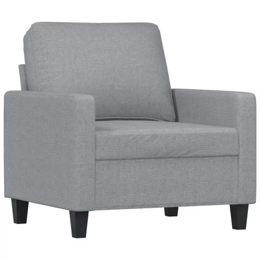 Világosszürke szövet kanapéfotel lábtartóval 60 cm