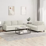 2 részes krém bársony ülőgarnitúra párnákkal