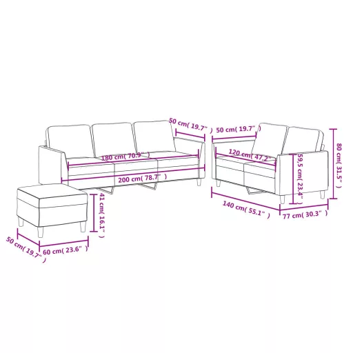 3 részes krémszínű műbőr ülőgarnitúra párnákkal