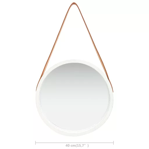 Fehér fali tükör pánttal 40 cm