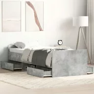 Betonszürke ágykeret fej- és lábtámlával 75 x 190 cm