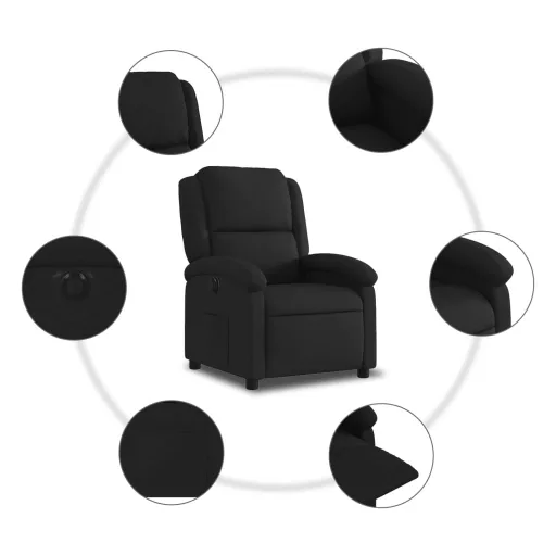 Fekete szövet elektromos dönthető fotel