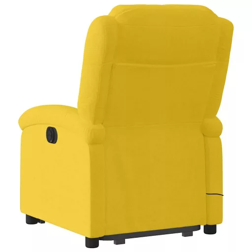 Elektromos felállást segítő sárga bársony masszázsfotel