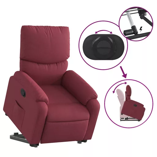 Bordó szövet felállást segítő dönthető fotel