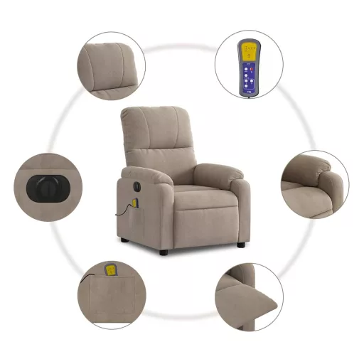 Tópszínű mikroszálas szövet elektromos dönthető masszázsfotel