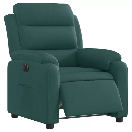 Sötétzöld szövet elektromos dönthető fotel