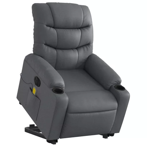 Elektromos szürke műbőr felállást segítő dönthető masszázsfotel