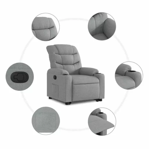 Világosszürke szövet felállást segítő dönthető fotel