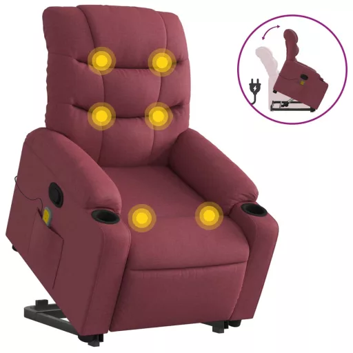 Bordó szövet dönthető masszázs- és állófotel