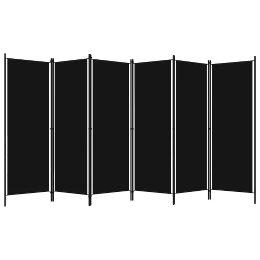 Fekete 6 paneles paraván 300 x 180 cm