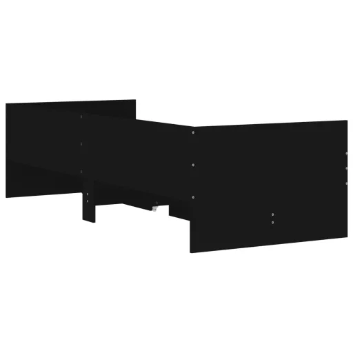 Fekete kicsi egyszemélyes ágykeret fiókokkal 75 x 190 cm