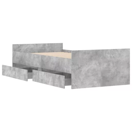 Betonszürke kisméretű egyszemélyes ágykeret 75 x 190 cm