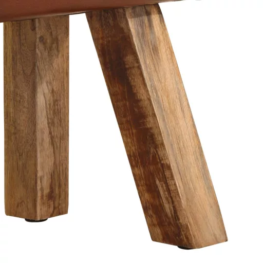 Barna valódi bőr és tömör mangófa tornapad 58 cm