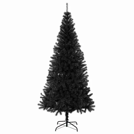 Fekete PVC műkarácsonyfa állvánnyal 180 cm