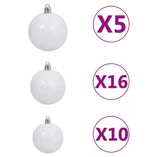 Műkarácsonyfa 300 LED-del, gömbszettel és hópehellyel 240 cm