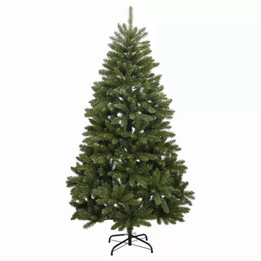 Csuklópántos műkarácsonyfa 300 LED-del és gömbökkel 180 cm