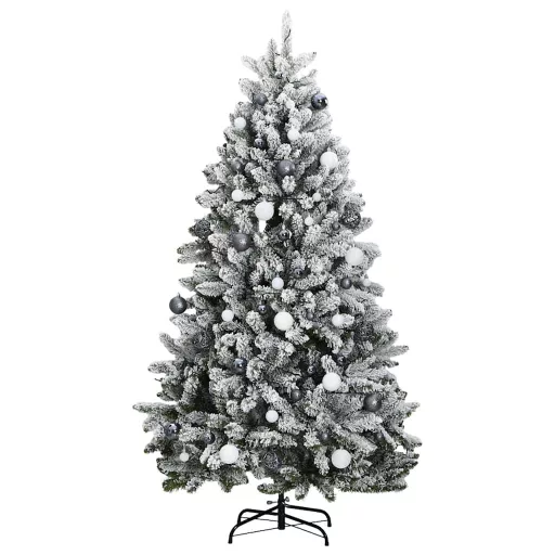 Csuklópántos műkarácsonyfa 300 LED-del és gömbökkel 180 cm