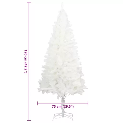 Fehér műkarácsonyfa élethű tűlevelekkel 120 cm