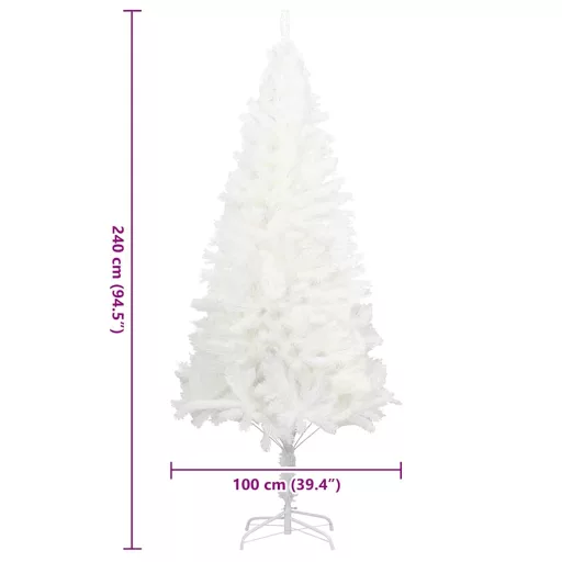 Fehér műkarácsonyfa élethű tűlevelekkel 240 cm