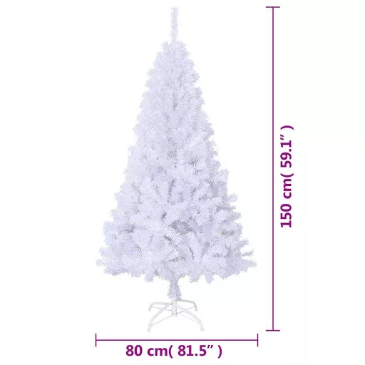 Fehér PVC műkarácsonyfa vastag ágakkal 150 cm
