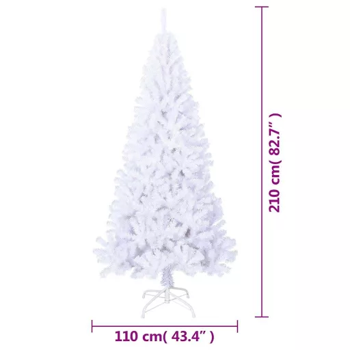 Fehér PVC műkarácsonyfa vastag ágakkal 210 cm