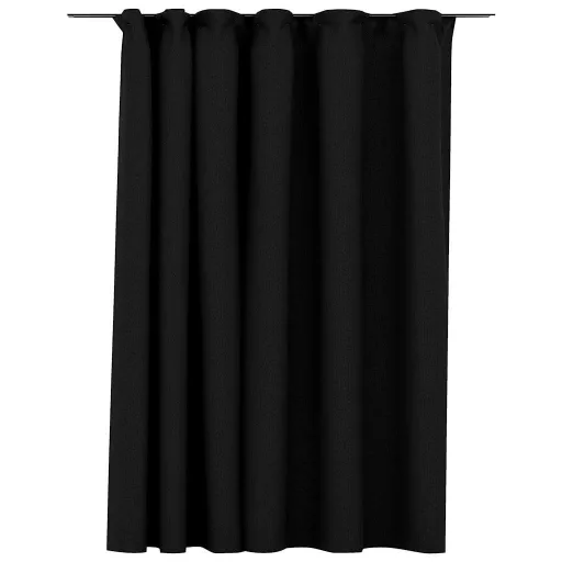 Antracit vászonhatású sötétítőfüggöny kampókkal 290 x 245 cm