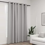   Szürke vászonhatású sötétítőfüggöny fűzőkarikával 290 x 245 cm