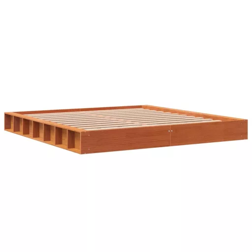 Viaszbarna tömör fenyőfa ágy matrac nélkül 200 x 200 cm