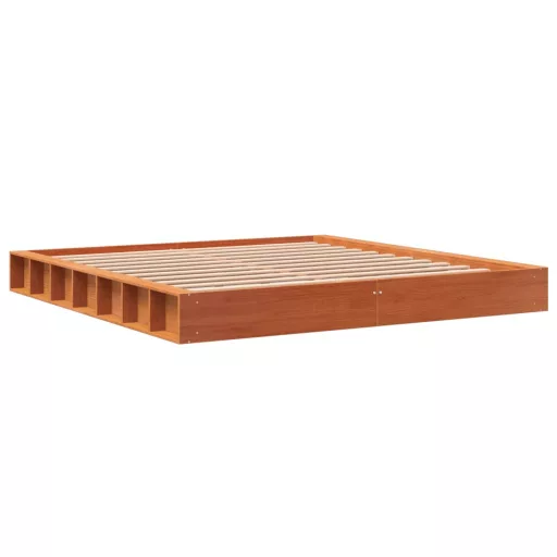 Viaszbarna tömör fenyőfa ágy matrac nélkül 200 x 200 cm