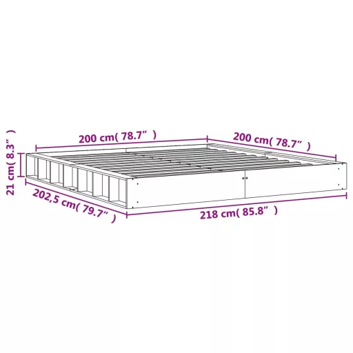 Viaszbarna tömör fenyőfa ágy matrac nélkül 200 x 200 cm