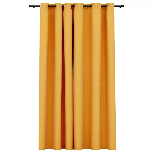 Sárga vászonhatású sötétítőfüggöny fűzőkarikával 290 x 245 cm