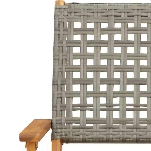 6 db szürke polyrattan és tömör fa összecsukható kerti szék