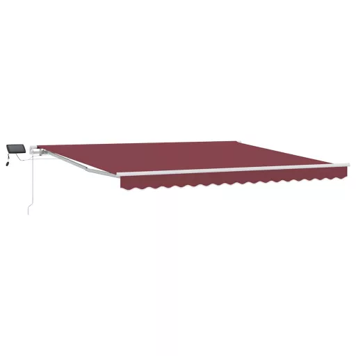 Burgundi vörös kézzel kihúzható LED-es napellenző 400 x 300 cm
