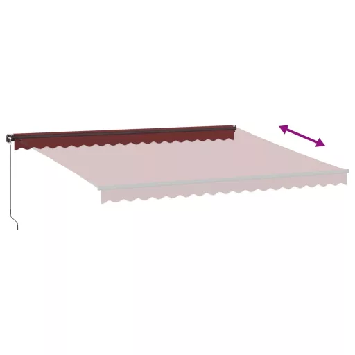 Burgundi vörös kézzel kihúzható LED-es napellenző 450 x 350 cm