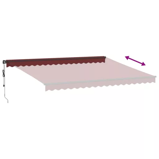 Burgundi vörös automata kihúzható LED-es napellenző 450x350 cm