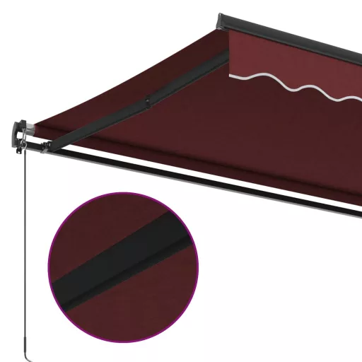 Burgundi vörös kézzel kihúzható napellenző 500 x 350 cm