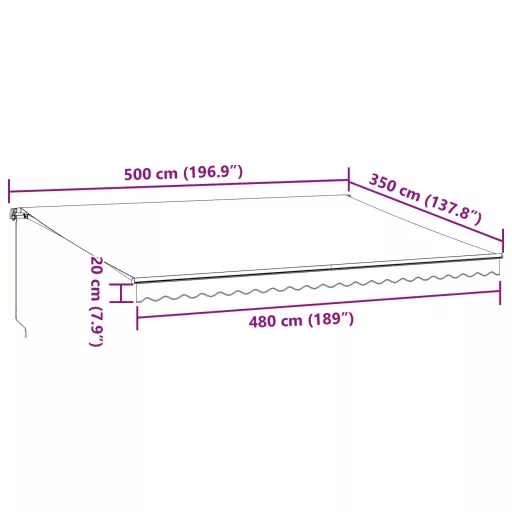 Burgundi vörös kézzel kihúzható napellenző 500 x 350 cm