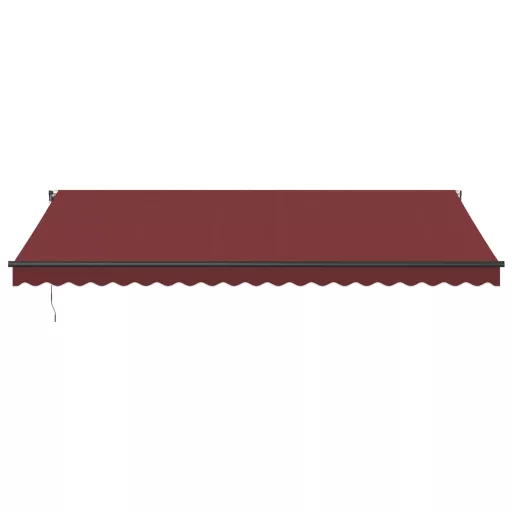 Burgundi vörös kézzel kihúzható LED-es napellenző 500 x 350 cm