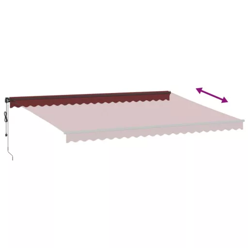 Burgundi vörös automata kihúzható LED-es napellenző 500x350 cm