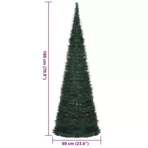 Zöld elővilágított pop-up mű zsinórkarácsonyfa 180 cm
