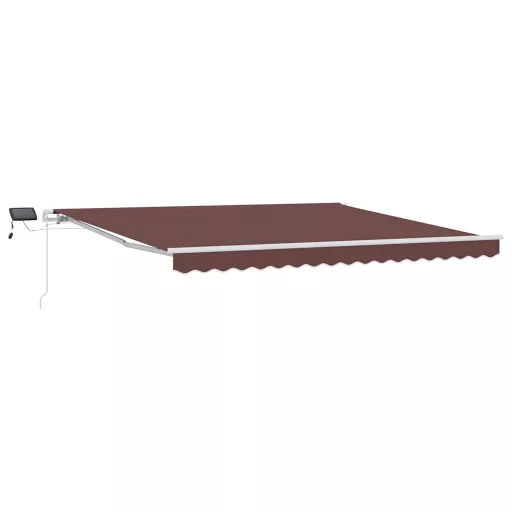 Barna kézzel kihúzható LED-es napellenző 400 x 300 cm