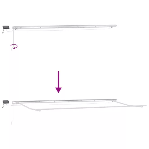 Barna kézzel kihúzható LED-es napellenző 600 x 300 cm