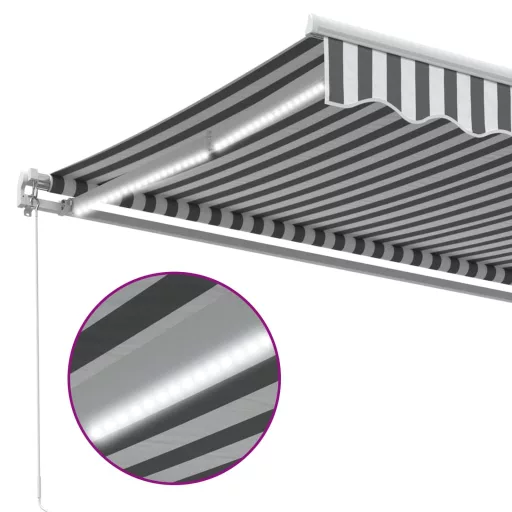 Antracitszürke-fehér LED-es kézi napellenző 600 x 350 cm