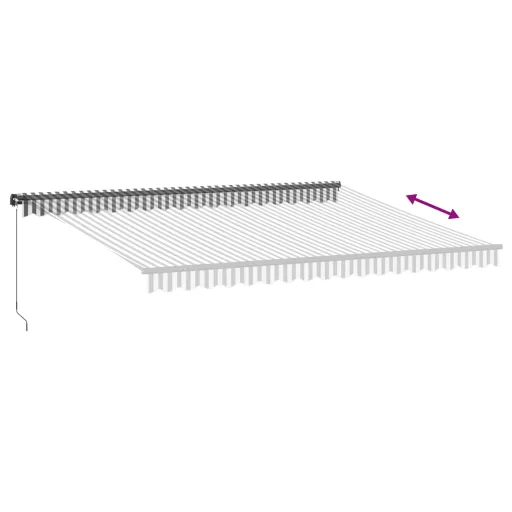 Antracitszürke-fehér LED-es kézi napellenző 450 x 350 cm