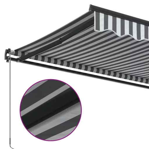 Antracitszürke és fehér kézzel kihúzható napellenző 600x350 cm