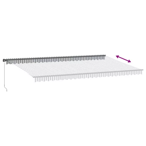 Antracitszürke-fehér LED-es kézi napellenző 600 x 350 cm