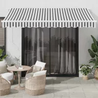   Antracitszürke-fehér kézzel kihúzható napellenző 350 x 250 cm