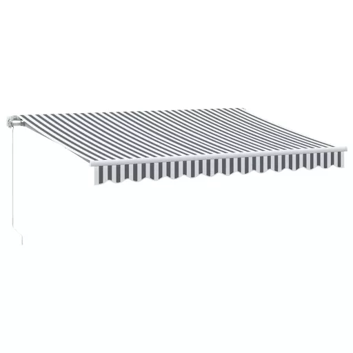 Antracitszürke-fehér kézzel kihúzható napellenző 350 x 250 cm